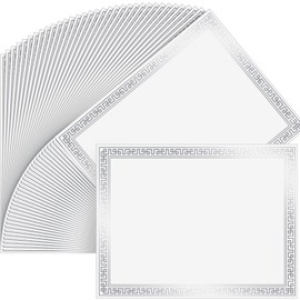 Affrolling 100 Pcs Certificate Diploma Paper 8.5 x 11 Inch Blank Cardstock for Graduation Certificate Paper for Printing Award Certificates Professional Certificate Paper(Hot Stamping Silver White)