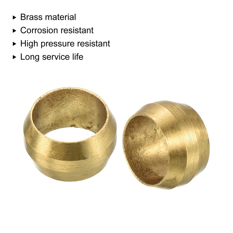 PATIKIL 6mm Tube Brass Compression Sleeve Ferrules, 5 Pack Brass