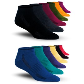 JAMES FIALLO Men's 12-Pairs Performance Low Cut Athletic Expressive Solid Chromatic Colors Sport Socks, MS13-T1