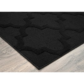 Garland Rug Quatro Black 3' x 5' Cut-Loop Trellis Area Rug –Soft, Comfortable, Stylish & Budget-Friendly Rug in a Beautiful Solid Black