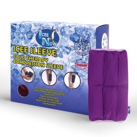 IceeNOW - Ice Sleeve, Knee Ice Pack Wrap, Shin Splint Compression Sleeve, Bicep & Calf Ice Pack, Hot & Cold Therapies, Hot & Cold Pack for Post Exercise Recovery, Purple, XL, 10.2 x 5.7 Inches