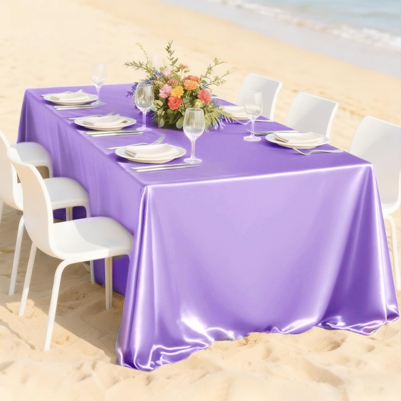 4 Packs Satin Rectangle Tablecloth 58 x 102 Inch, Stain
