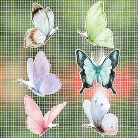 MWOOT 12 Pieces Butterfly Screen Door Magnets Decorative,Flexible Double Sided Screen Door Decals, Screen Door Protector Decorative Protect for Pet Bird Strike(6 Styles)