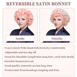 WELROG Reversible Satin Bonnet for Women - Double-Sided Satin Silk Bonnet for Sleeping Sleep Cap Hair Protect Hair Cap for the Night