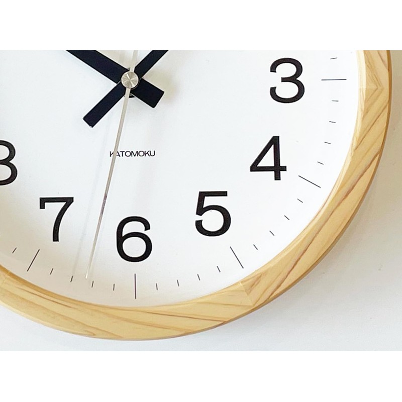 KATOMOKU Muku Clock 16 Hinoki Wall Clock, Continuous Second Hand,