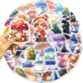 50PCS Stickers for Watercolor Mushroom,Mushroom Stickers,Teens Boys and Girls Sticker Pack Vinyl Skateboard Guitar Door Laptop Luggage Car Bike Water Bottle Birthday Party Supplies Stickers