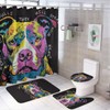 Amoewccr Punk Pitbull Dog Graffiti 4 Pcs Bathroom Shower Curtain