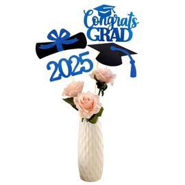 YuBoBo Graduation Decorations Class Of 2025 Table Vase Toppers Deco. 16 PCS Party Deco Supplies Photo Props Kits Big Sticker Kids Party Centerpieces Favor (Blue)