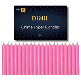 Dinil – Set of 20 Pink Spell & Chime Candles – Premium Mini Taper Candles for Rituals, Prayer, Birthdays, Meditation, Altar, Spells, Chime Candles - 4 Inch Tall, Unscented (Pink)