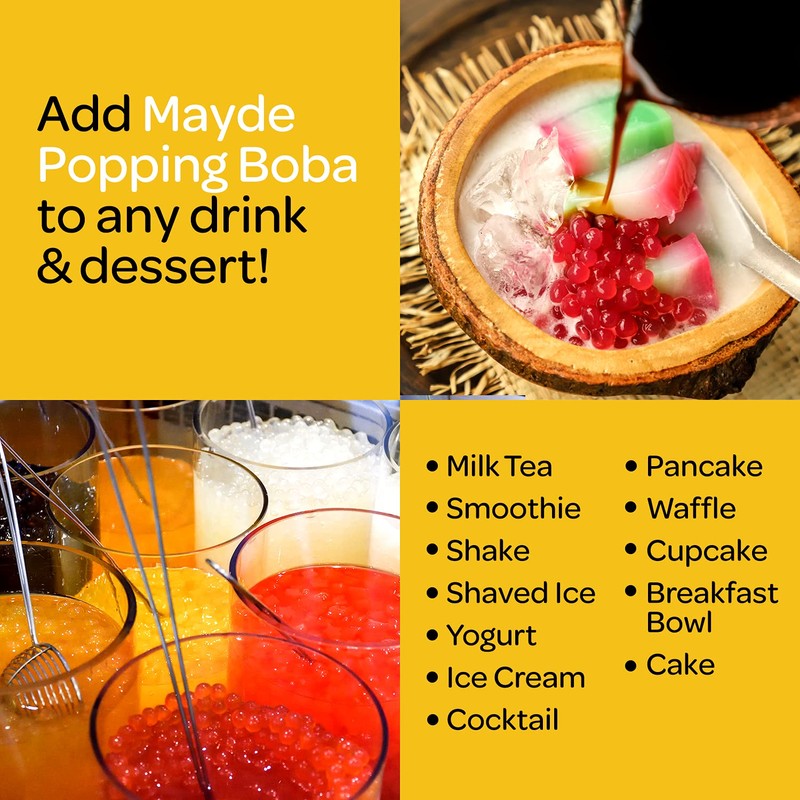 Mayde Popping Boba Pearls for Drinks, Desserts, & Breakfast Bowls