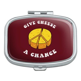 Give Cheese a Chance Peace Symbol Funny Humor Rectangle Pill Case Trinket Gift Box