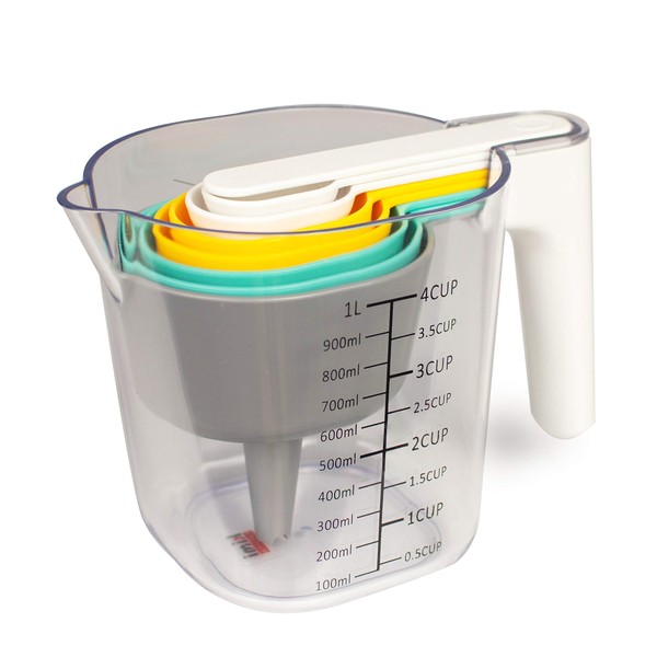 Measuring Cups and Spoons Set (9pcs), Colorful Measuring Cups and