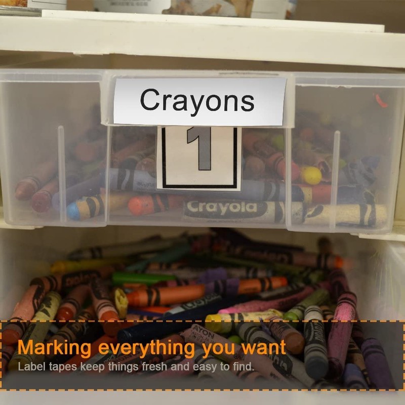 Laminated Label Tape Compatible with Brother, Black on White, Pack