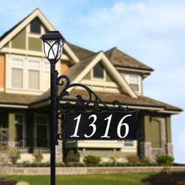 Address America USA Handcrafted Boardwalk Customized Double-Sided Reflective Home Address Sign For Yard and Solar Decorative Light For 911 Number Visibility - 48" Pole - SL