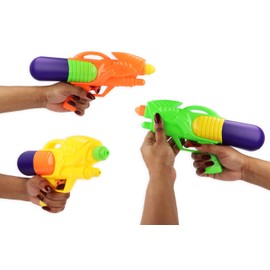 Henbrandt 6 x Drencher Neon Water Guns in 3 colours 29cm Water Pistols Kids Toys Summer Fun Paddling Pool Beach Soaker Outdoor Game Party Favour Loot Bag Fillers for Boys and Girls