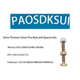 PAOSDKSUI 1501216MA 1501216 301172 Shear Pins Nuts and Spacers Kits fits Murray AYP Craftsman 722130 9524Ma 3943Ma 500026 Snow Throwers (5 Set)