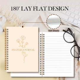 OINDADE Prayer Floral Notebook Journal - Prayer Journal, Floral Flower Bible Spiral Notebook, Bible Study Notebooks Christian Gifts for Women Girls, Christian Religious School Office Supplies,6x8.2In