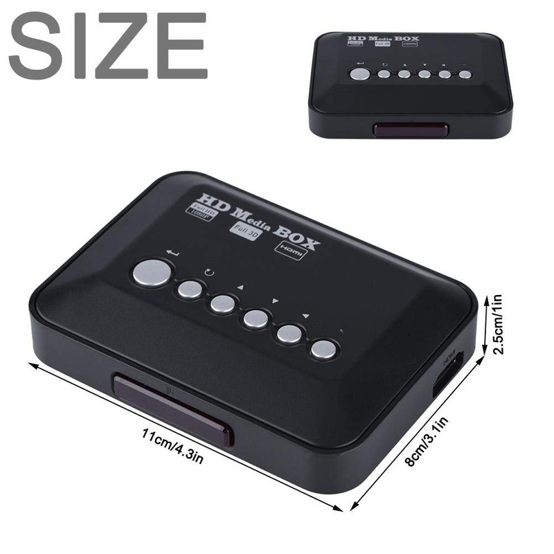 ASHATA Richer-R Media Player HDMI USB SD MMC AV TV,Reproductor
