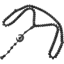 COHEALI Prayer Beads Muslim Tasbih 99 Beads Allah Muhammad Engraved Islamic Prayer Rosary Bead Muslim Islam Misbaha Tasbeeh 99 Prayer Beads Necklace Black