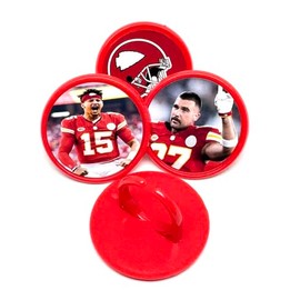 Blue Fox Baking Chiefs Cupcake Toppers Football Super Party Supplies Rings with Mahomes and Kelce - Package of 24, Red