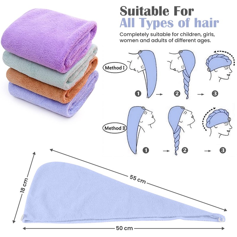 Glamza Microfiber Towel Super Absorbent Twist Turban Hair Wrap with