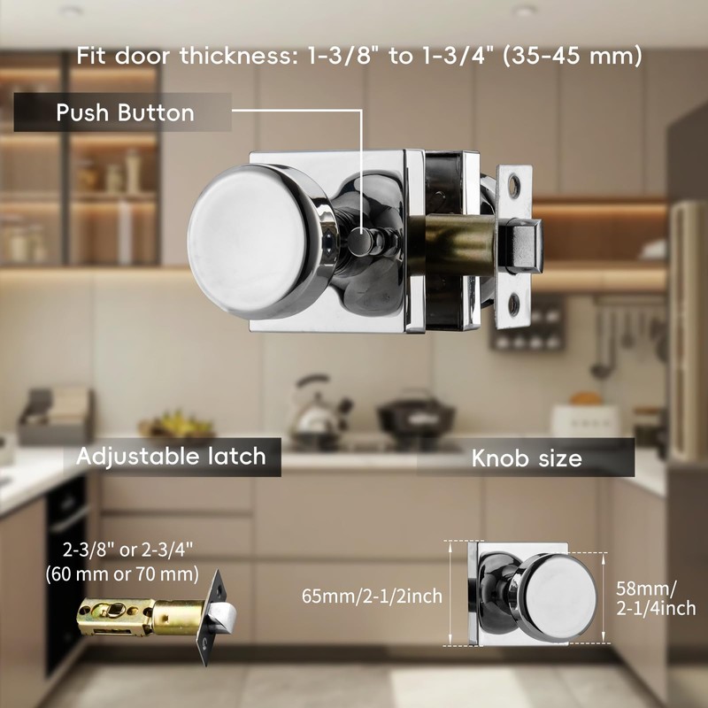 STARPY 6 Pack Polished Chrome Door Knobs with Square Rosette,