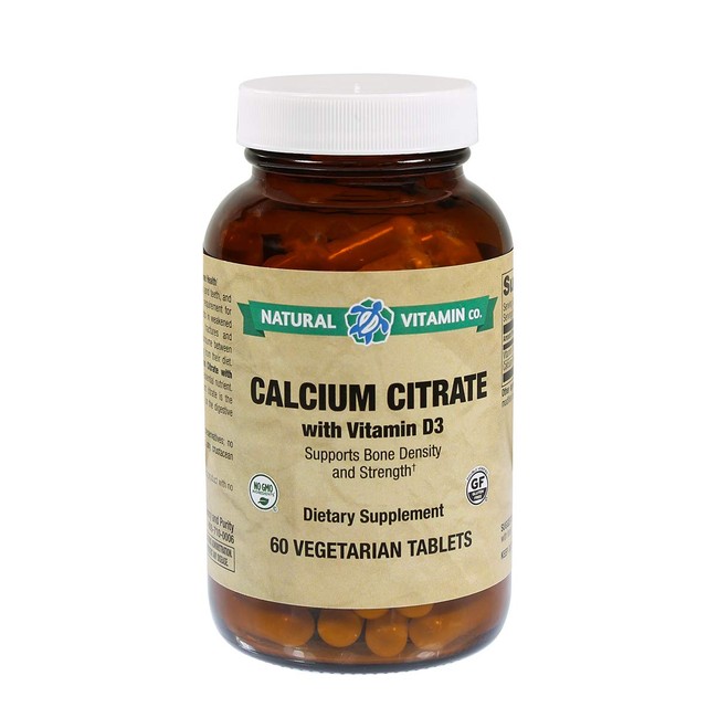 Natural Vitamin Co. - Calcium Citrate with Vitamin D3, Calcium 630 mg, Vitamin D3 400 IU, 60 Tablets, 1 Month Supply, Gluten Free, Vegetarian (60)