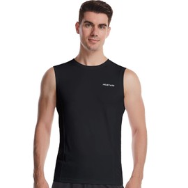 HISKYWIN Mens Basic Solid Workout Bodybuilding Tank-Tops Quick-Dry Sleeveless T-Shirt Athletic-Fit Vest Undershirt HF31-Black-M