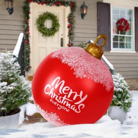 60 cm Bola de Navidad Inflable, Decoración de Bola Inflable de Navidad Gigante, Decoración Navideña de PVC, Adecuada para Exteriores, Patio, Porche, I