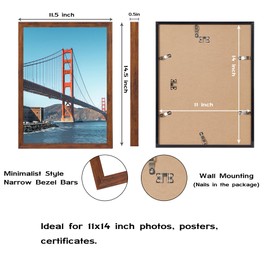 OMISHE 11x14 inch Picture Frame Bronze for Wall Hanging, 11 x 14 Frame Wall Gallery Photo Frame, Bronze