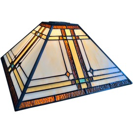 Capulina Tiffany Lamp Shade 12 Inches Wide Accessories Replacement Cream Mission Style Stained Glass Lampshade for Table Lamp