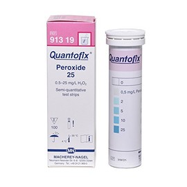 Quantofix 1138909 Hydrogen Peroxide Reagent Test Strips for testing 25 H2O2, Test Stick 6mm x 95mm (Pack of 100)
