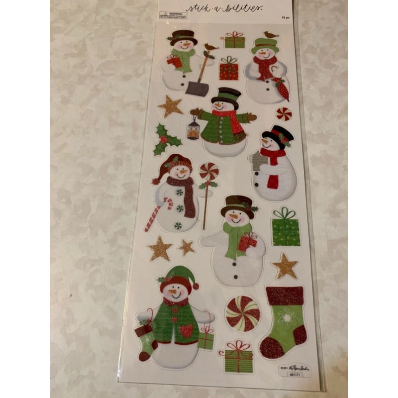 STICKABILITIES THE PAPER STUDIO STICKERS CHRISTMAS SNOWMEN SNOWMAN 19 PCS