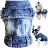 Brocarp Dog Jean Jacket, Blue Denim Lapel Vest Coat T-Shirt