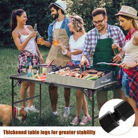 UNIFER Folding Grill Table: 4x2 Ft Portable Camping Table, Lightweight Height Adjustable Metal Table with Mesh Desktop and Carrying Handle, Outdoor Table for Camping, Picnic, Beach and BBQ