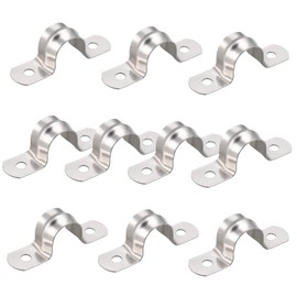 AKIHISA Pipe Clamps, 10 Pcs U Tube Strap Clamp, 304 Stainless Steel 2 Hole Pipe Bracket, ID 7/9Inch(20mm)