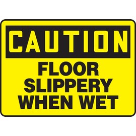 Accuform MSTF611VP Sign, "Caution Floor Slippery When Wet", 7" Length x 10" Width x 0.055" Thickness, Plastic, 7" x 10", Black on Yellow