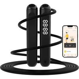 Jump Rope With Counter and App - -Free Rapid Speed Skipping Rope for Fitness, Home Exercise, Workout - Gifts for Adults, Women, Men, Kids - Colour: Black