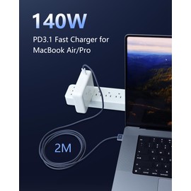 ZeitNah Upgraded USB-C to Magnetic 3 Cable Compatible with MacBook Pro/Air (2021-2025), 140W Fast Charging, 6.6ft Braided Replacement Power Cord for MacBook – Type-C to MagSafe 3 Charger