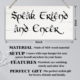 Speak Friend And Enter Sign, Decorative Hanging Wall Plaque Wood Sign, Funny Wall Decor, Farmhouse Wood Sign, Bar Pub Decor, Entry Way Front Door Decor, Home & Office Decorations, Housewarming Gift