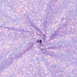 CABODYALS 2 Yards Iridescent Purple Sequin Mesh Metallic Fabric By the Yard Pastel Glitter Bling Sparkle Sequins Bead Lace Netting Fabric for Sewing Making Crafts Dress Party Costumes Home Cloth Decor