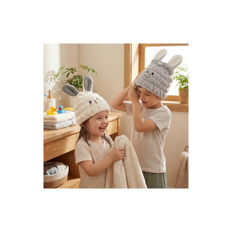 2 Piezas Gorro Secado Rápido para Niñas Toalla Absorbente de