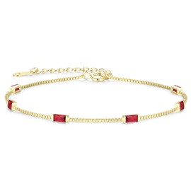 LOUISA SECRET Birthstone Bracelets for Women, 925 Sterling Silver Dainty Simple Women Charm Link Bracelet, Birthday Anniversary Jewelry Gifts for Women Wife Mom Her