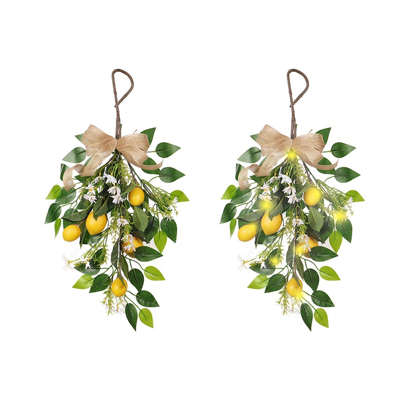 Artificial Lemon Teardrop Wreath Wall Hanging Teardrop Lemon Fruit Wreath