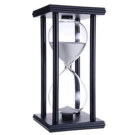 Hourglass Timer for 30 Min Sandglass Timer 30 Minutes Decoration for Children Room Birthday Tea Coffee Table Book Shelf School Game Ornament Wooden Frame Sand Timer Clock White