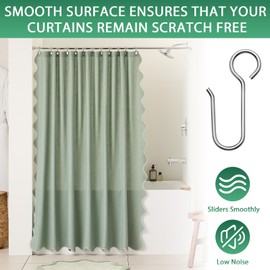 80 Pcs Silver Curtain Track Hooks, S Shaped Shower Curtain Hooks for Tracks and Rails, Stainless Steel Curtain Hooks for Door Window Bathroom Curtain