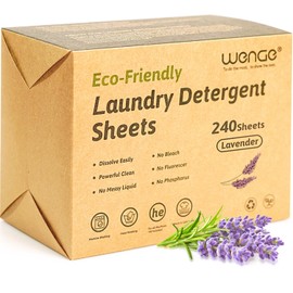 Wenge Eco-friendly Laundry Detergent Sheets - 240 Plastic-Free, Hypoallergenic Liquidless Washer Sheets for Home, Dorm, Travel, Camping (Lavender Scent)