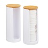Relaxdays Cotton Pads Storage Set of 2, Acrylic, Bamboo, Bathroom,