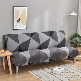 Mingfuxin Sofa Cover Without Armrests, Spandex Stretch Futon Slipcover, Non-Slip, Elastic, Foldable, for 2-3 Seater Folding Sofa Bed Without Armrests (Printed #3262)