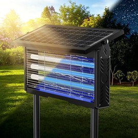 𝟐𝟎𝟐𝟔 𝐔𝐩𝐠𝐫𝐚𝐝𝐞𝐝 3 Tubes Solar Bug Zapper Outdoor, Mosquito Zapper Waterproof Electric Fly Zapper Rechargeable Mosquito Killer, Cordless Fly Insect Trap for Yard, Patio, Home, Garden, Camping